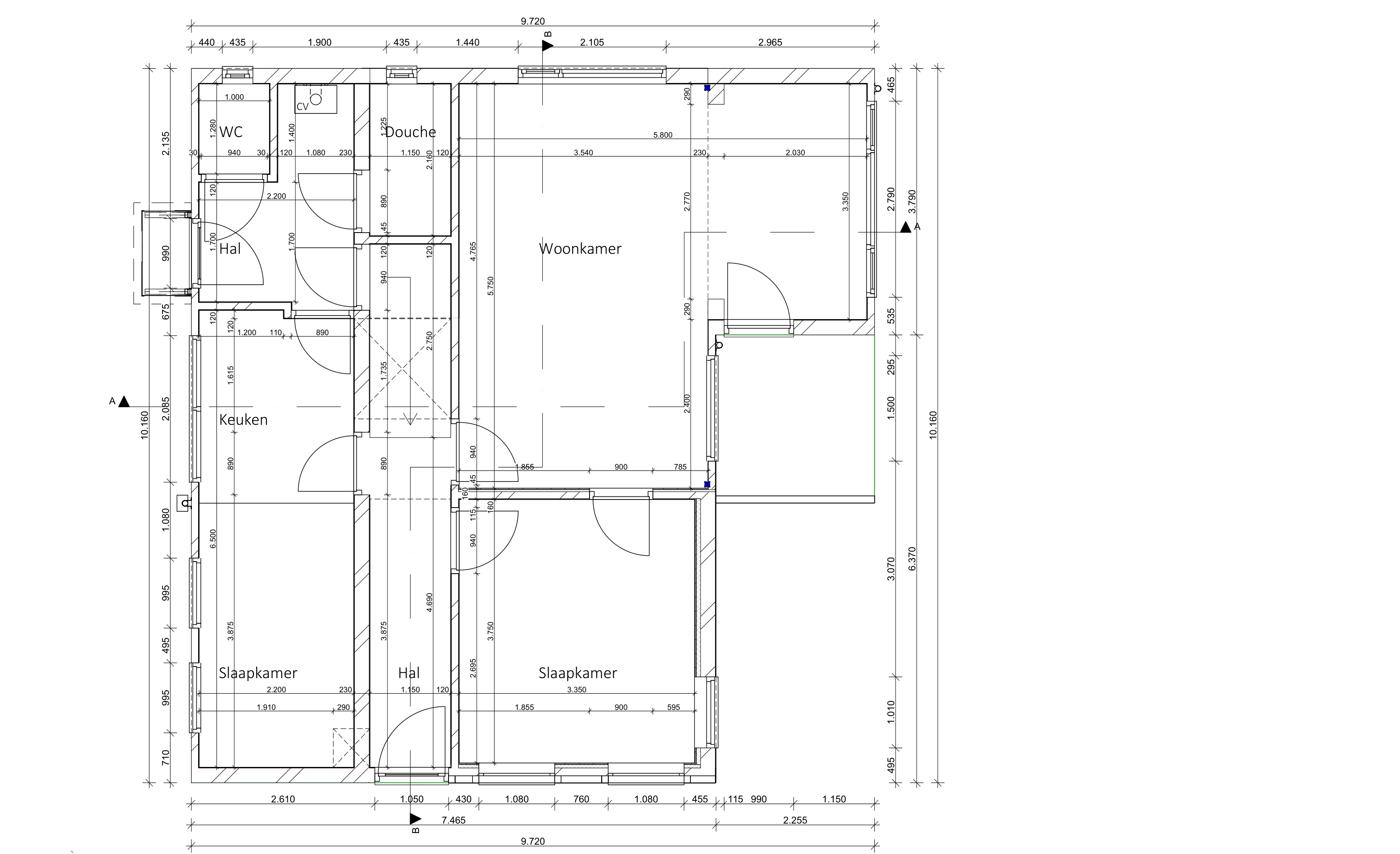 Bestaande plattegrond beneden