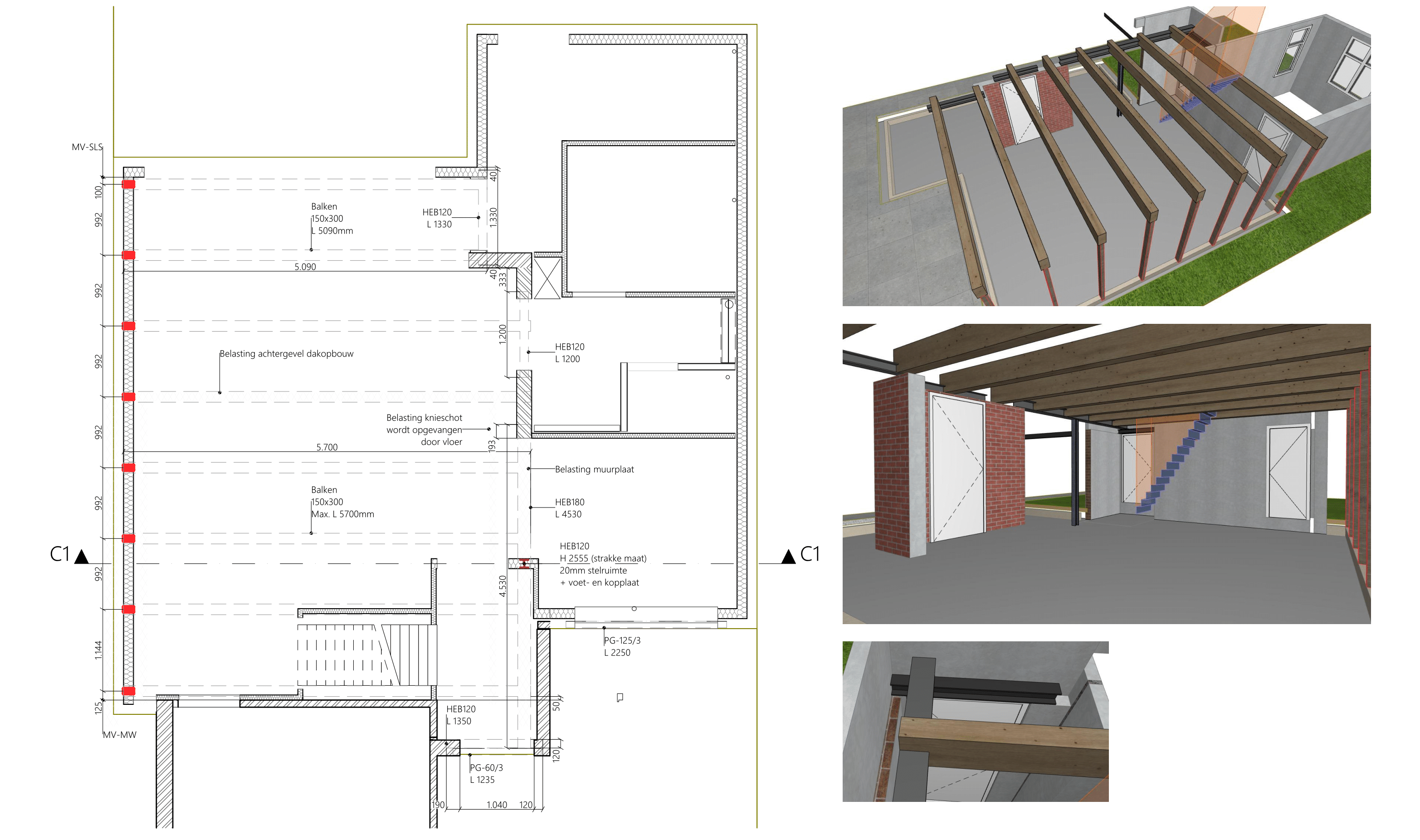 Principe opzet constructie balklaag